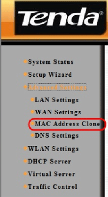 Tenda MAC Address Clone